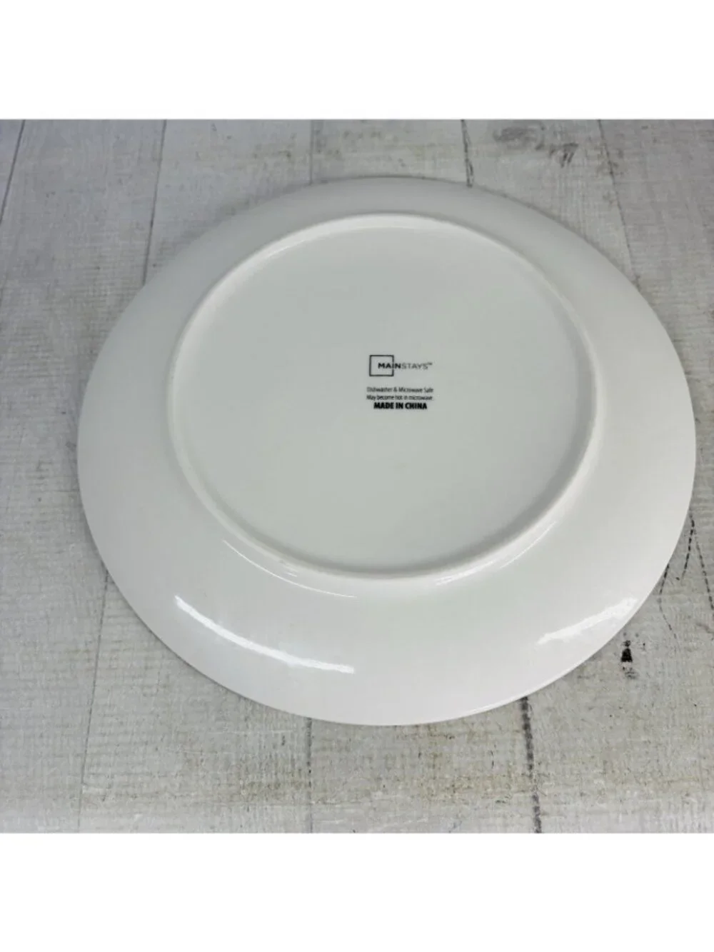 Mainstays FLORAL White Gray Ceramic Round Dishwasher Safe Dinner Plates Set of 4